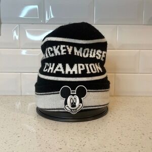 Neff Disney Mickey Mouse Champion Beanie Black White Striped Knit